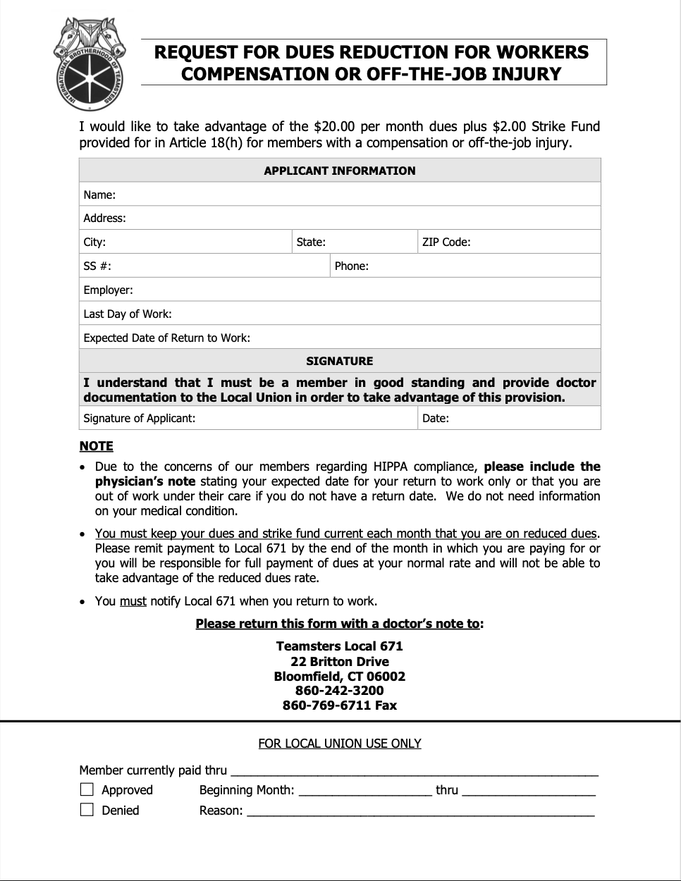 Teamsters 671 | Union Forms [OLD]
